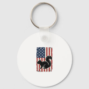 Vintage American Flag Squirrel Patriotic Shirt Des Keychain