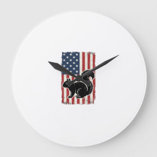Vintage American Flag Squirrel Patriotic Shirt Des Large Clock