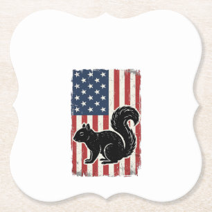 Vintage American Flag Squirrel Patriotic Shirt Des Paper Coaster