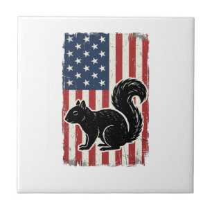 Vintage American Flag Squirrel Patriotic Shirt Des Tile