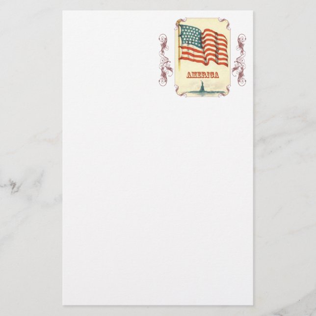 Vintage American Flag Stationery (Front)
