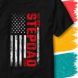 Vintage American Flag Stepfather Best Stepdad Ever T-Shirt