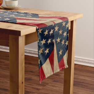 Vintage American Flag Table Runner