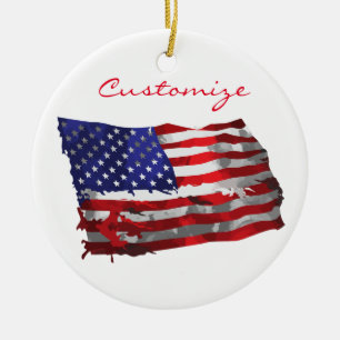 Vintage American Flag Thunder_Cove Ceramic Ornament