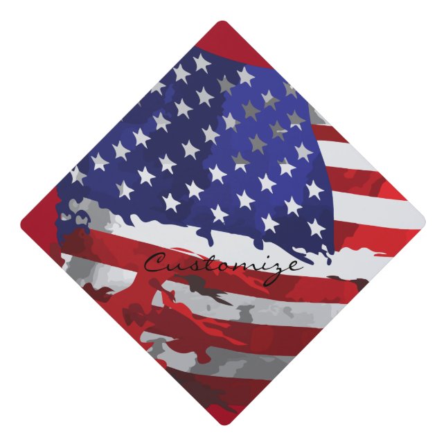 Vintage American Flag Thunder_Cove Graduation Cap Topper (Front)