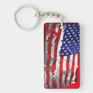 Vintage American Flag Thunder_Cove Keychain