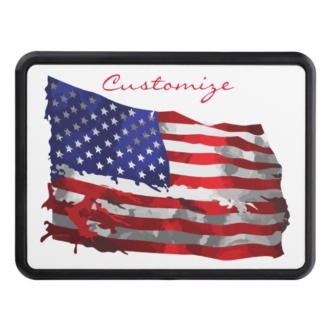 Vintage American Flag Thunder_Cove Trailer Hitch Cover (Front)