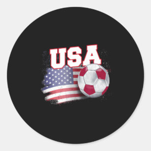 Vintage American Flag Usa Soccer Ball Football T S Classic Round Sticker