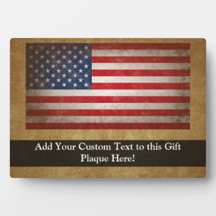 Vintage American Flag w/Custom Text Plaque