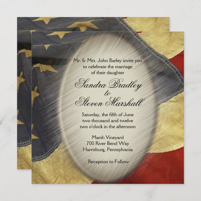 Vintage American Flag Wedding Invitations (Front/Back)