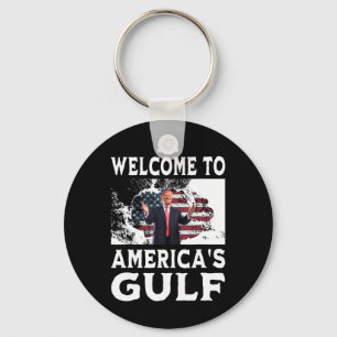Vintage American Flag Welcome To America's Gulf 1  Keychain
