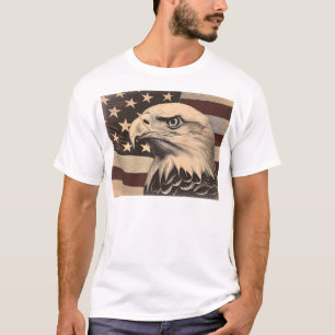 Vintage American Flag with Bald Eagle  T-Shirt