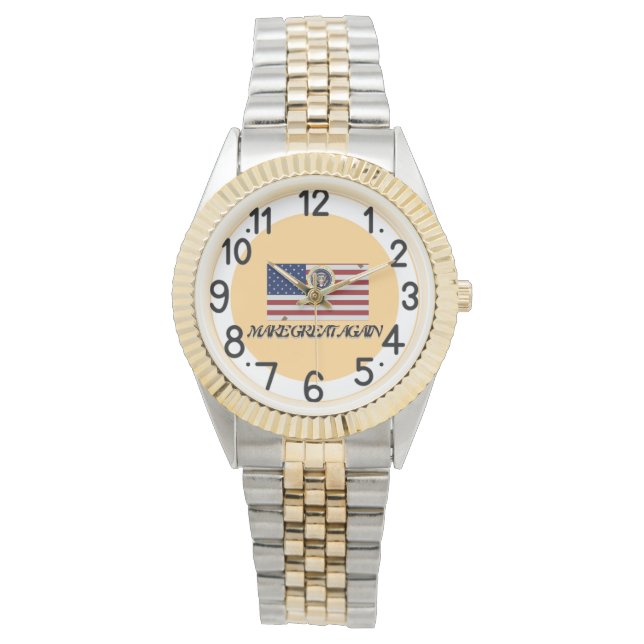  Vintage American Flag With "Make  Great Again" Watch (Front)