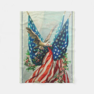 Vintage American Flags Fleece Blanket