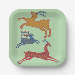Vintage American Folk Art Deer Custom Colour Paper Plate