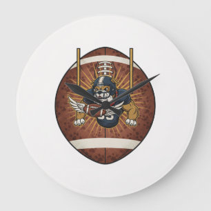 Vintage American Football Bulldog Mascot Logo - Re Large Clock