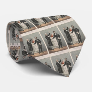 Vintage American Founding Fathers Illustration Tie