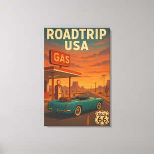 Vintage American Highway Travel Canvas Print