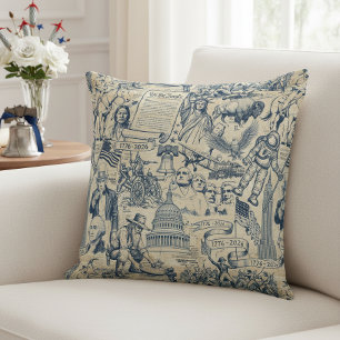 Vintage American History Collage USA 250 ID1308 Throw Pillow