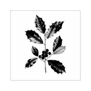 VINTAGE "AMERICAN HOLLY" WOOD ART STAMP