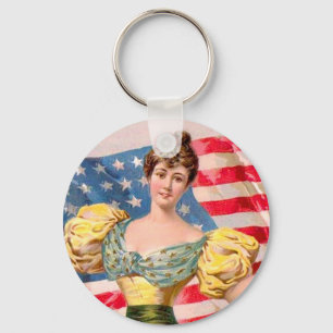 Vintage American Independence Woman Keychain