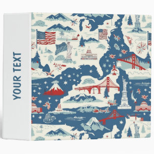 Vintage American Landmark Pattern (2) Binder