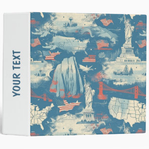 Vintage American Landmark Pattern (3) Binder