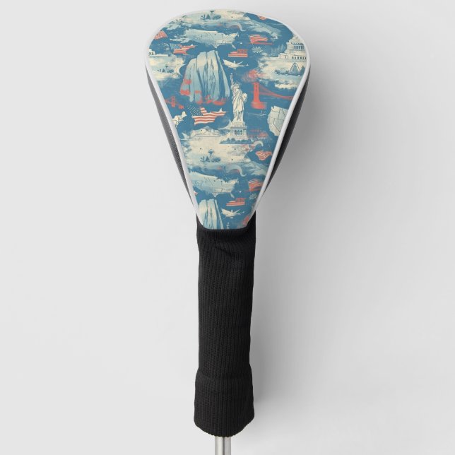 Vintage American Landmark Pattern (3) Golf Head Cover (Front)