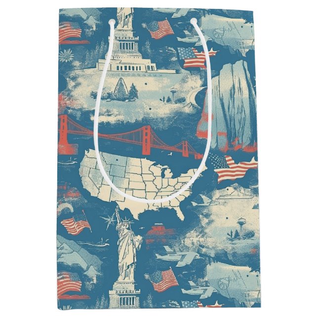 Vintage American Landmark Pattern (3) Medium Gift Bag (Front)