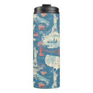 Vintage American Landmark Pattern (3) Thermal Tumbler