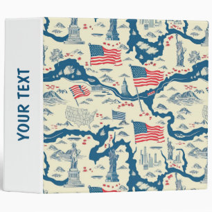 Vintage American Landmark Pattern (4) Binder