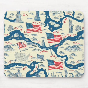 Vintage American Landmark Pattern (4) Mouse Pad
