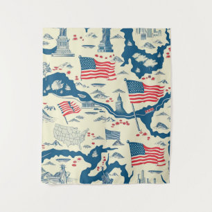 Vintage American Landmark Pattern (4) Tapestry