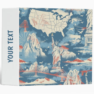 Vintage American Landmark Pattern – Liberty, USA Binder