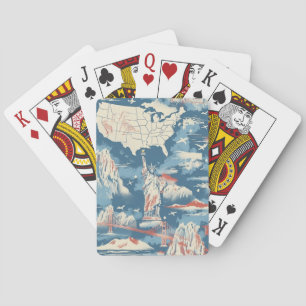 Vintage American Landmark Pattern – Liberty, USA Playing Cards
