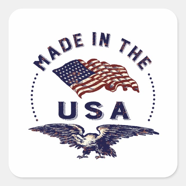 Vintage American Made in the USA Square Sticker (Front)
