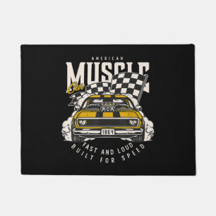 Vintage American Muscle Car Racing Flag Doormat