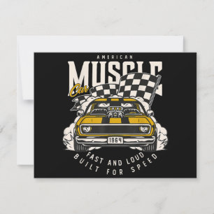 Vintage American Muscle Car Racing Flag Thank You Card