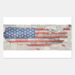 Vintage American Patriotic Map Flag On Wall Sticker