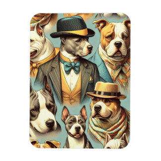 Vintage American Pit Bull Terrier Illustration Magnet