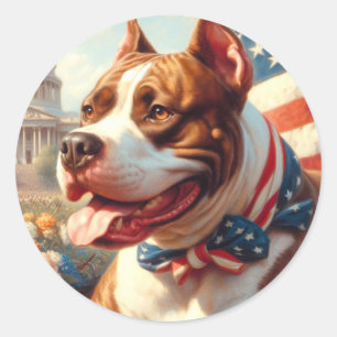Vintage American Pit Bull Terrier Painting Classic Round Sticker
