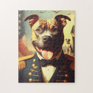 Vintage American Pit Bull Terrier Painting Jigsaw Puzzle