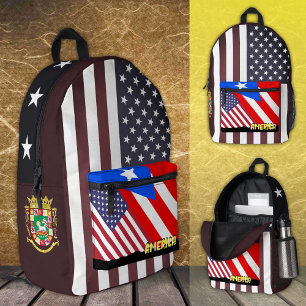 Vintage American / Puerto Rican backpack, Flag Printed Backpack