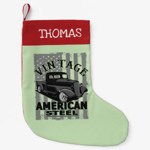 Vintage American Steel Classic Truck Small Christmas Stocking