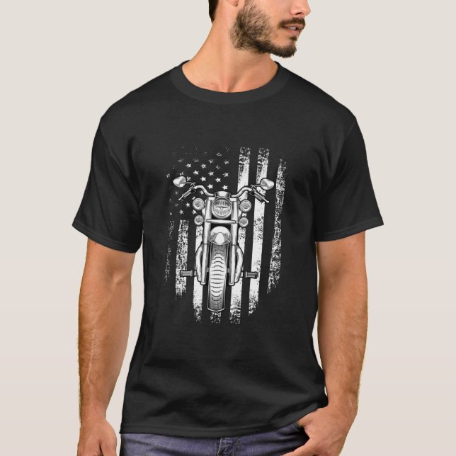 Vintage American USA Flag Motorcycle Shirt Cool (Front)