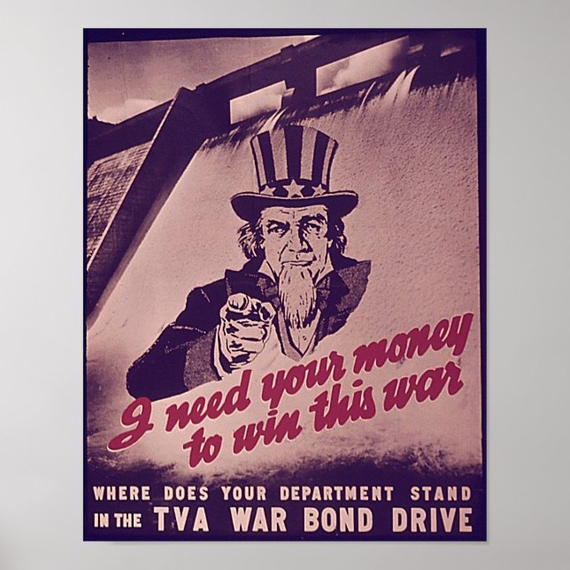 Vintage American War Posters. Uncle Sam  Poster (Front)