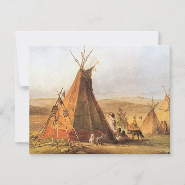 Vintage American West, Teepees on Plain by Bodmer (Front)