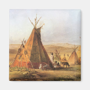Vintage American West, Teepees on Plain by Bodmer Magnet