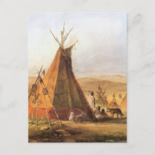 Vintage American West, Teepees on Plain by Bodmer Postcard