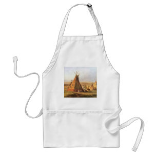 Vintage American West, Teepees on Plain by Bodmer Standard Apron
